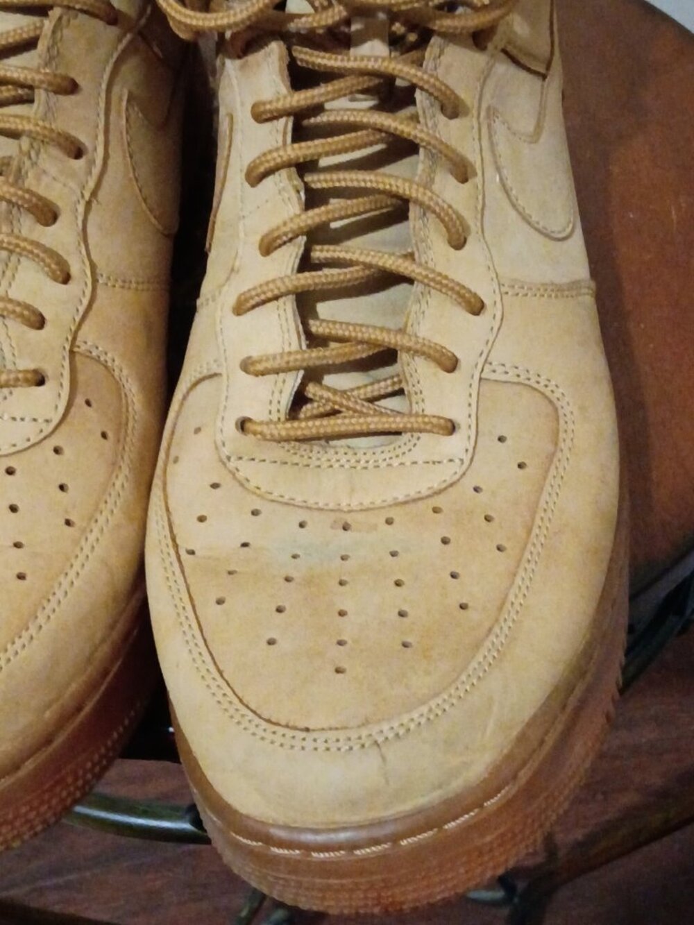 Nike Air Force 1 High ’07 Flax Wheat Men’s Size 12 Suede Sneakers Tan Gum Sole - Picture 8 of 13